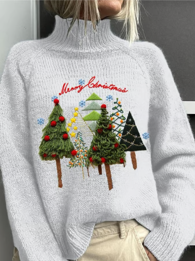 Zelvindra | Women's Oversized Christmas Knit Sweater - White - Image 1