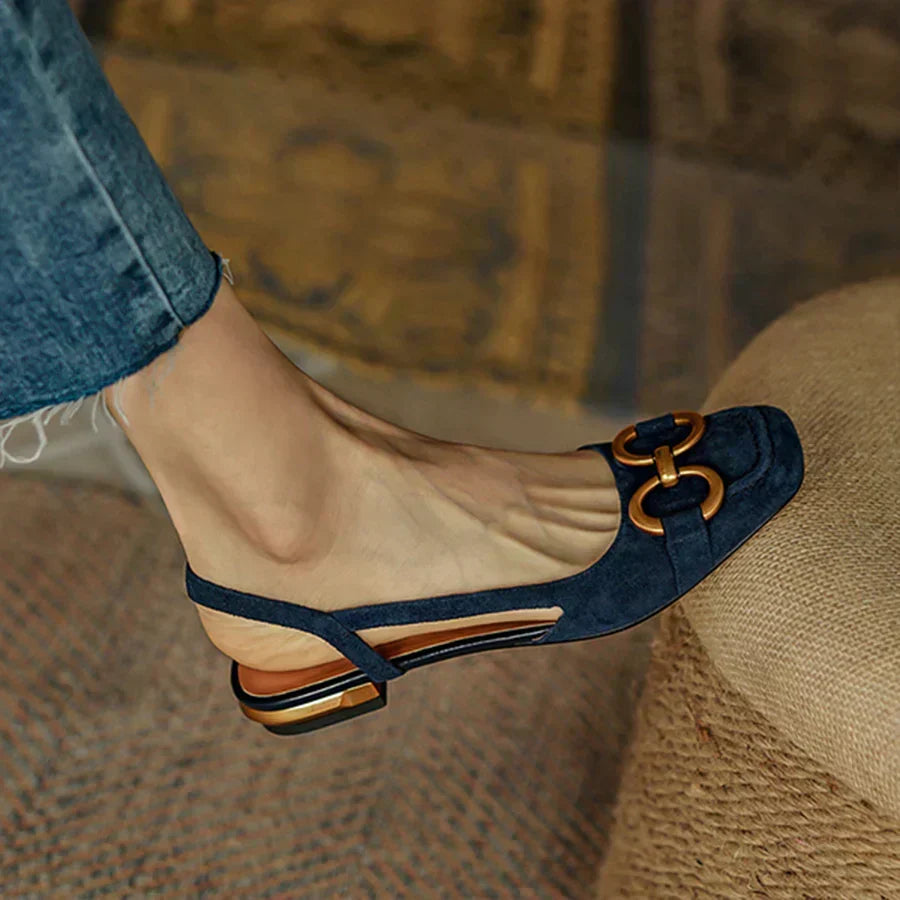 Zephyra | Women's Penny Loafer Slingback Flats - Navy - Image 2