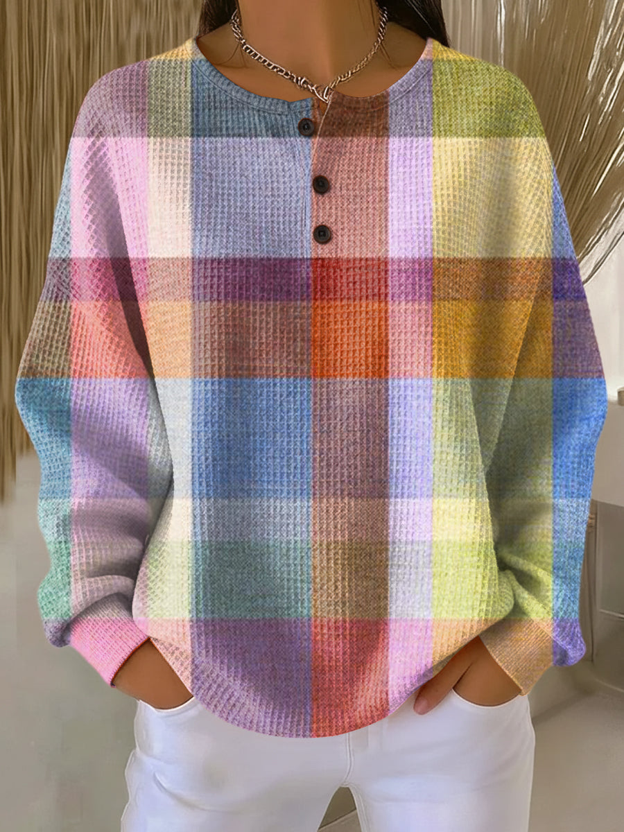 Zindra | Women's Oversized Plaid Knit Sweater - Image 1