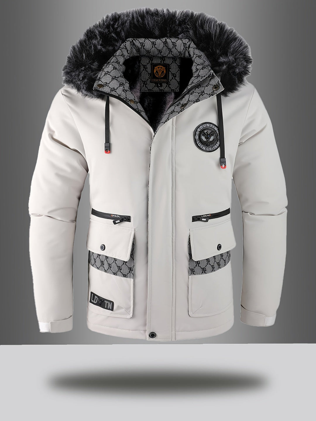 Zivenne | Women's Hooded Winter Parka Coat - Cream - Image 1