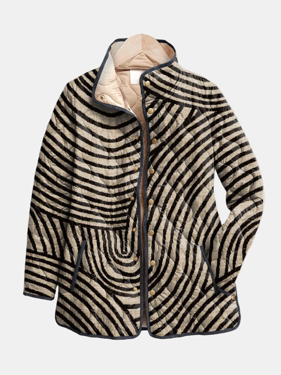 Zolvaine | Women's Quilted Jacket Zebra Print - Image 1