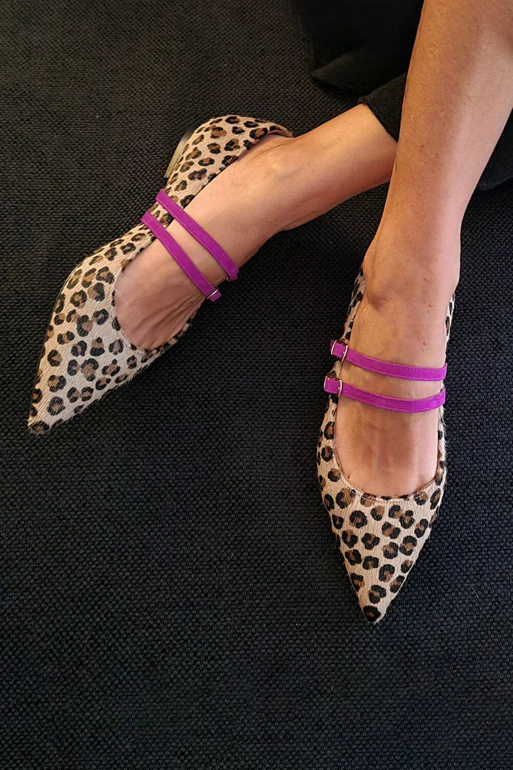 Zolvenne | Women's Leopard Print Mary Jane Flats - Leopard - Image 1