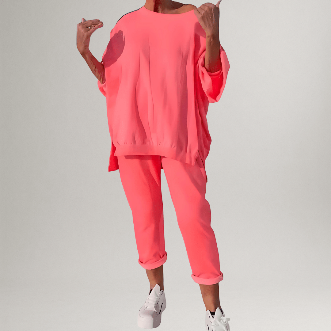 Zolvindra | Women's Fleece Loungewear Set - Coral - Image 1